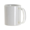 TAZA BLANCA CON ASA DE CRISTAL TRANSPARENTE 11ONZ