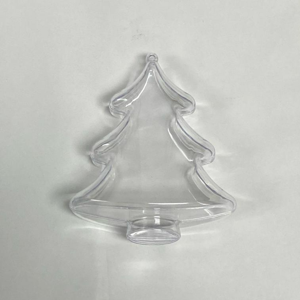 Adorno Plastico Transparente - Arbol Navideño - 10cm