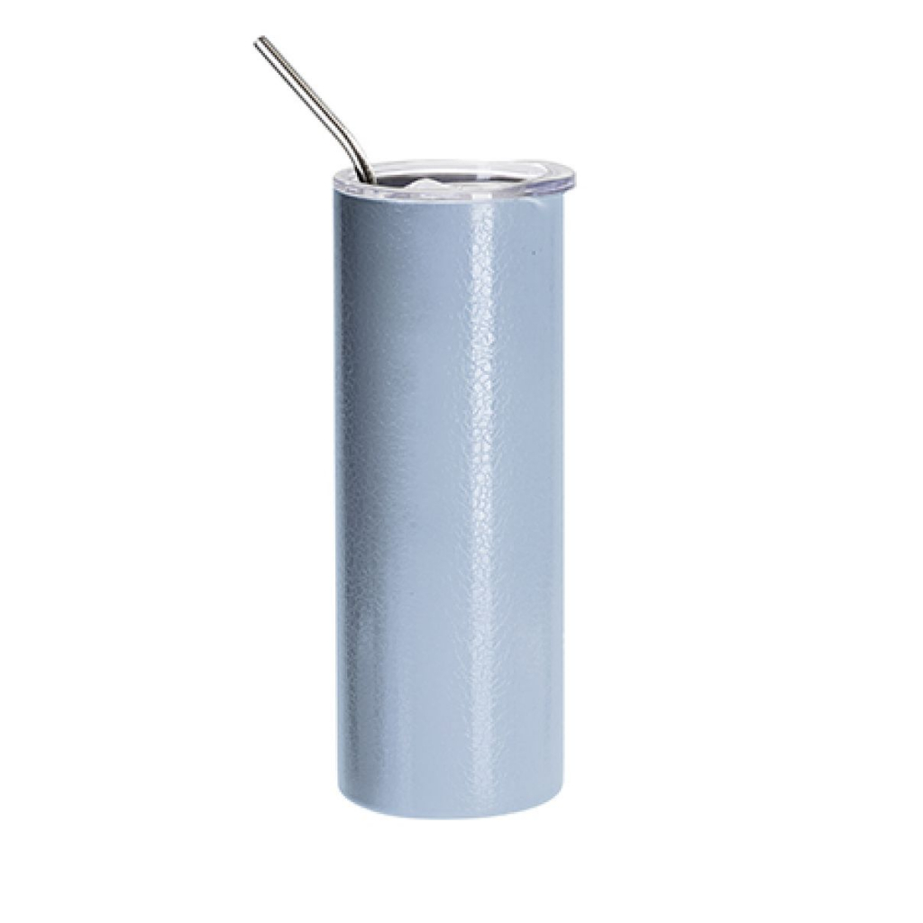 Vasos Craquelado (Azul Claro) 20oz/600ml Tapa y Sorbete - Acero Inoxidable (C-25)