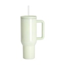 Vasos de Viajeros (Verde Claro Matte con Asa) 40onz/1200mL - Acero Inoxidable con Sorbete y Tapa (C-20)