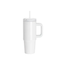 Vasos de Viajeros (Blanco con Asa) 30onz/900mL - Acero Inoxidable con Sorbete y Tapa (C-16)