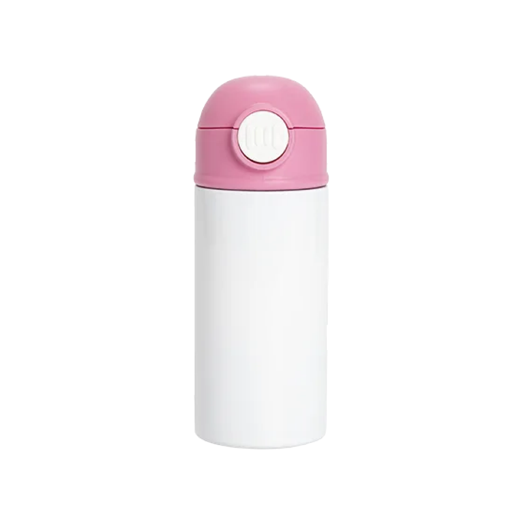 Termos Blanco con Tapa Rosada y Sorbete - 12oz/360mL (C-25)