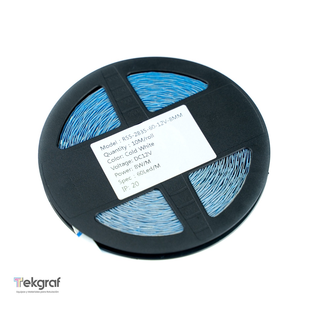Tiras LED RPS-C3 de Interior 8mm  - 2835 - 60pcs/m - 9W/m (1 rollo/10mts)