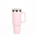 Vasos de Viajeros (Salmon Mate con Asa) 40onz/1200mL - Acero Inoxidable con Sorbete y Tapa (C-20)