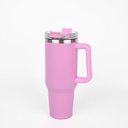 Vasos de Viajeros (Rose Pink Mate con Asa) 40onz/1200mL - Acero Inoxidable con Sorbete y Tapa (C-20)