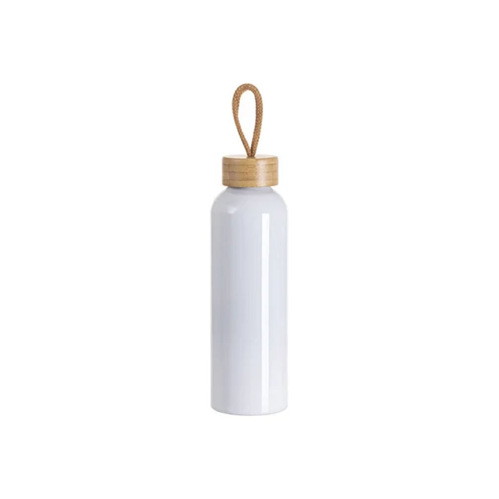 Botella Sublimación Aluminio Blanca con Tapa de Bambú - 22oz/650ml