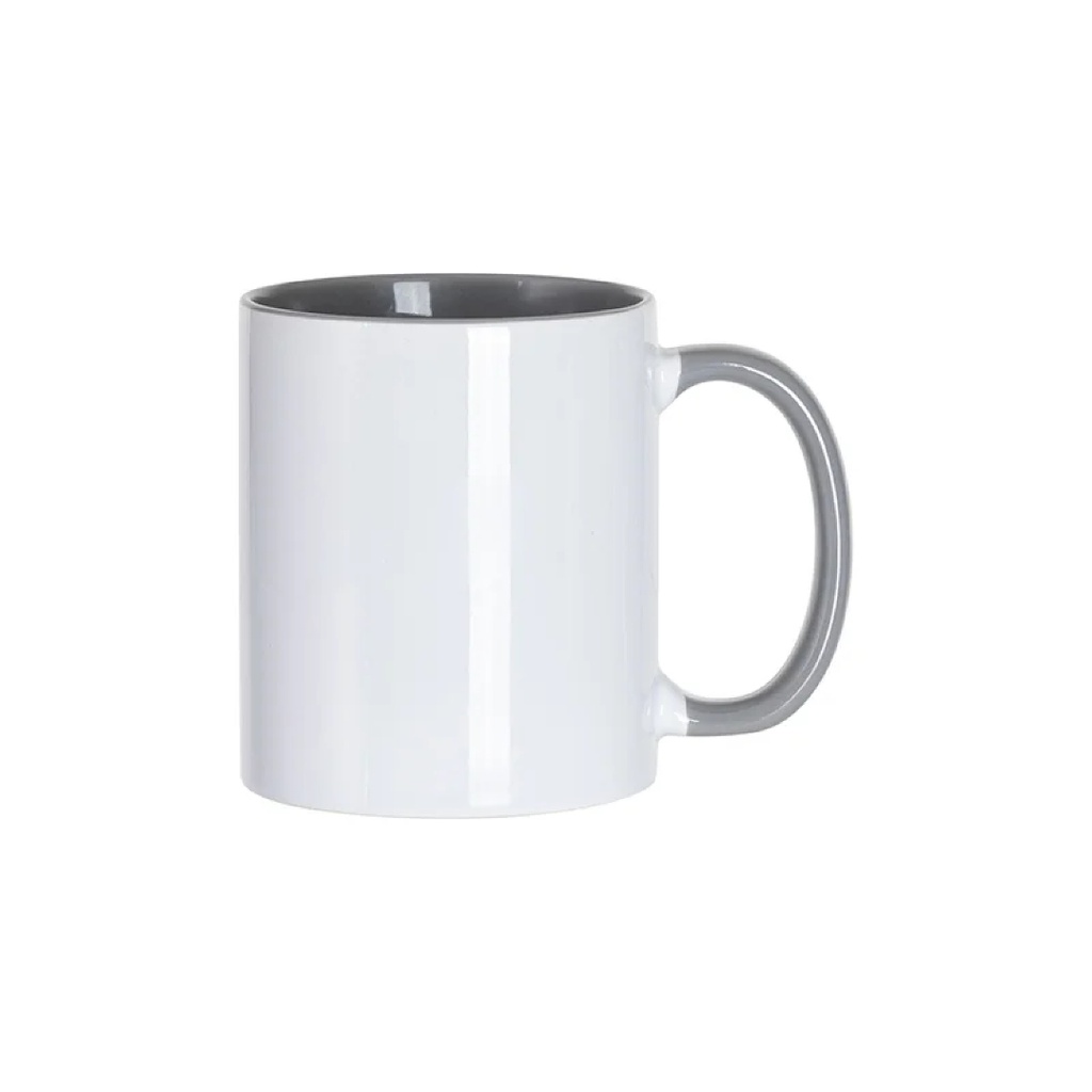 Tazas Blancas Interior y Asa Gris 11oz (C-48)