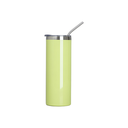 Vasos Borde Plateado (Verde Claro) 20oz/600ml Tapa y Sorbete - Acero Inoxidable (C-25)