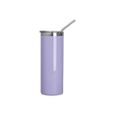 Vasos Borde Plateado (Violeta) 20oz/600ml Tapa y Sorbete - Acero Inoxidable (C-25)