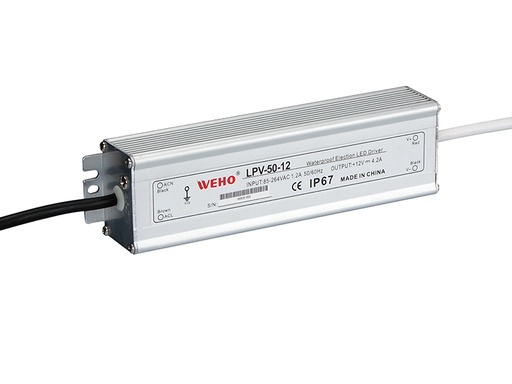 [LPV-50W-12V] FUENTE POWER SUPLY 50W IP67 (AC85-264/50/60HZ)  12V/4.2A