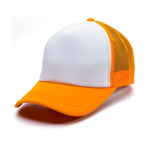 [GO-MS-10] Gorras de Mallas Sublimables - Naranja y Blanca (Trucker)