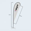 Plumon Displays 4.3m Tipo Gota con Base Tipo Cruz (43.3''x106.3'')