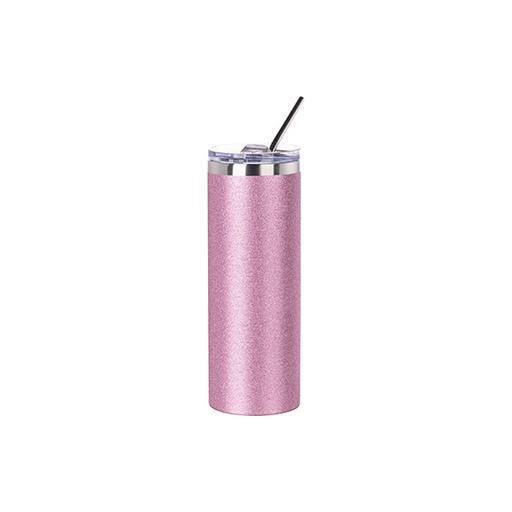 [BW34GT-P] Vasos Glitter (Pink) 20oz/600ml Tapa y Sorbete - Acero Inoxidable (C-25)