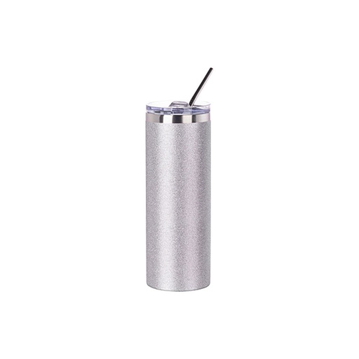 [BW34GT-S] Vasos Glitter (Silver) 20oz/600ml Tapa y Sorbete - Acero Inoxidable (C-25)